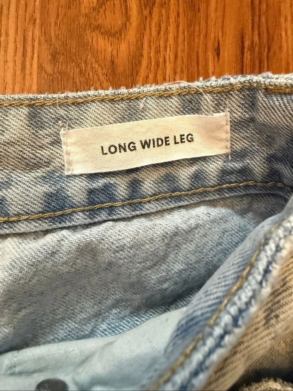 Cotton On Women's Acid Wash High Rise Long Wide Leg Jeans Light Blue Size 4 - Picture 4 of 7